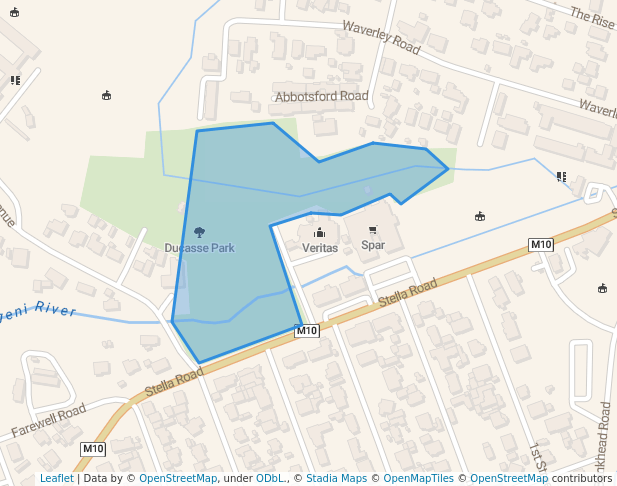 walking in Ducasse Park map in Durban