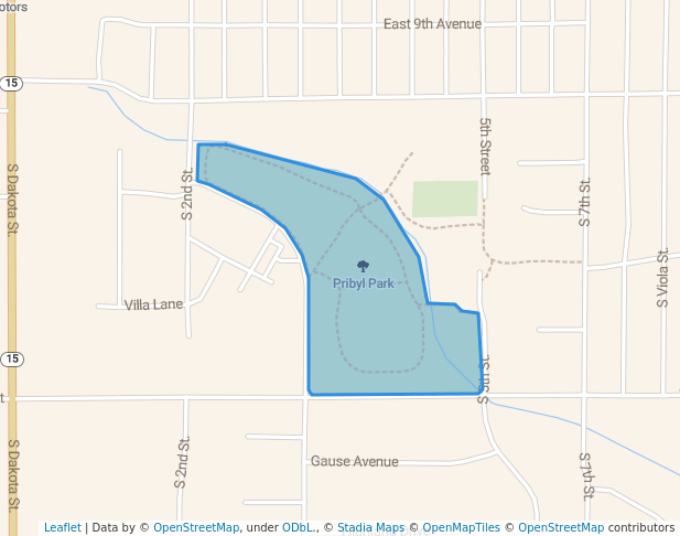 walking in Pribyl Park map in Milbank