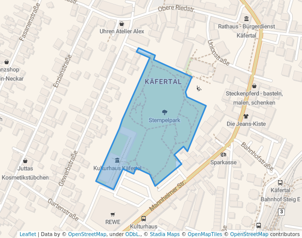 walking in Stempelpark map in Mannheim