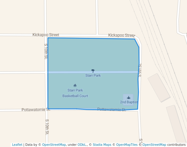 walking in Starr Park map in Hiawatha