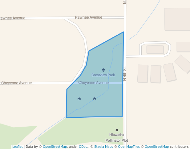 walking in Crestview Park map in Hiawatha