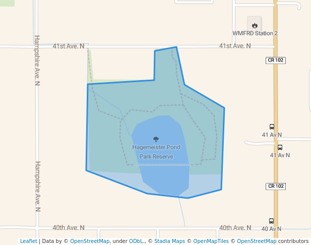 walking in Hagemeister Pond Park Reserve map in Crystal