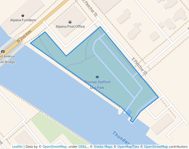 walking in North Riverfront Park map in Alpena