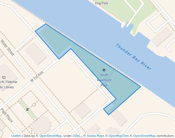 walking in South Riverfront Park map in Alpena