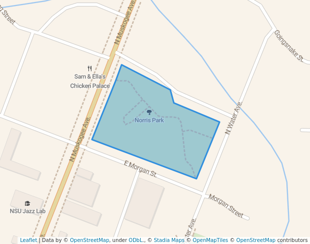 walking in Norris Park map in Tahlequah