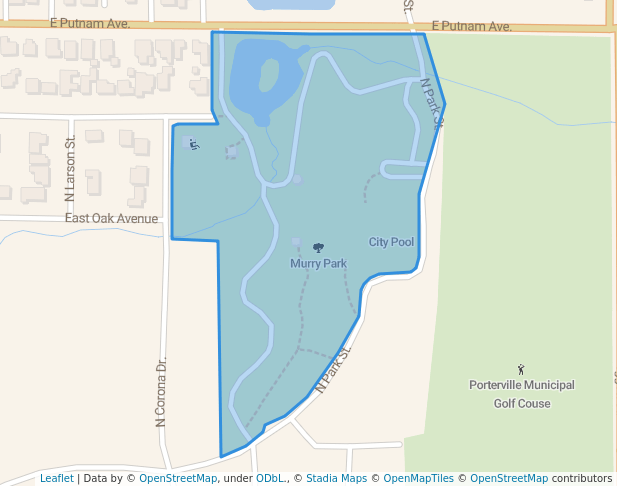 walking in Murry Park map in Porterville