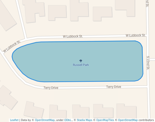 walking in Russell Park map in Slaton