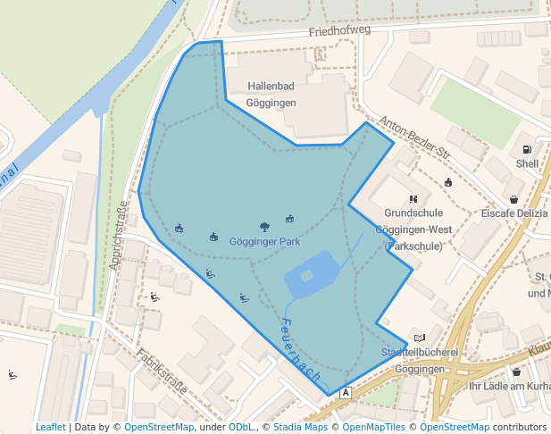 walking in Gögginger Park map in Augsburg