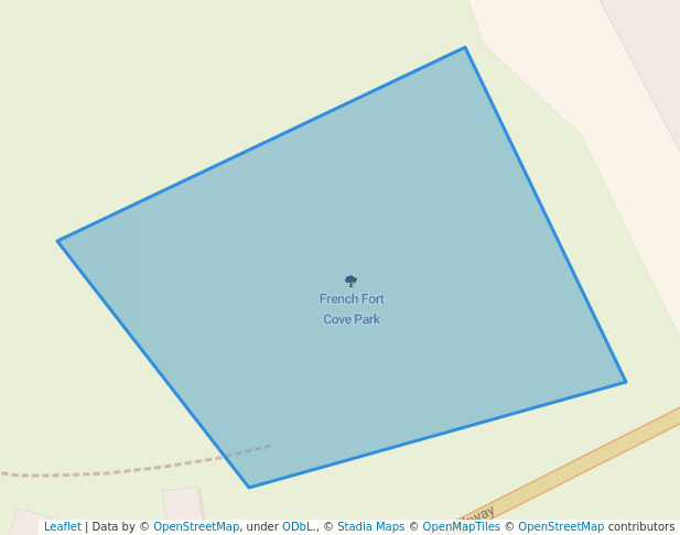 walking in French Fort Cove Park map in Miramichi