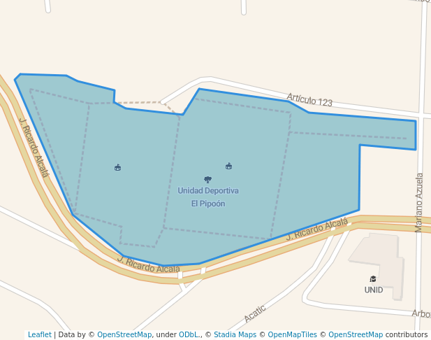 walking in Unidad Deportiva El Pipoón map in Tepatitlán de Morelos