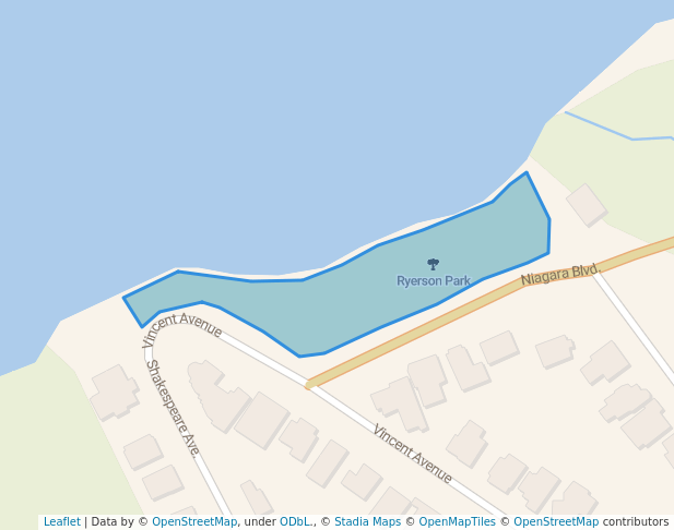 walking in Ryerson Park map in Niagara-on-the-Lake