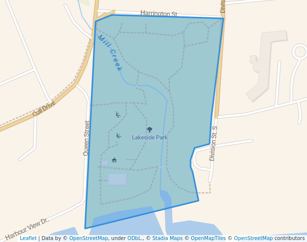 walking in Lakeside Park map in Kingsville