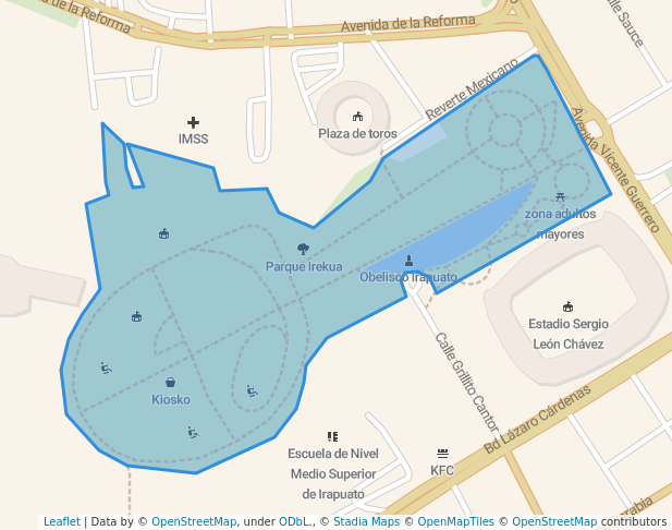 walking in Parque Irekua map in Irapuato