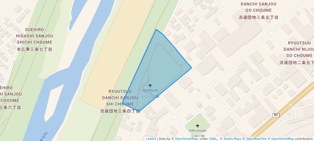 walking in いこい公園 map in Asahikawa
