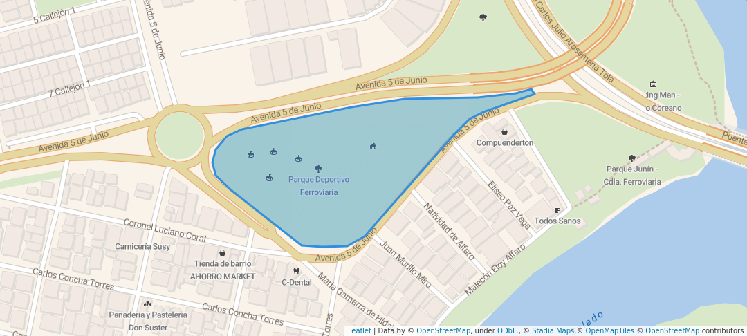 walking in Parque Deportivo Ferroviaria map in Guayaquil