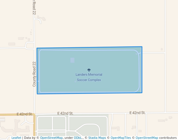 walking in Landers Memorial Soccer Complex map in Scottsbluff