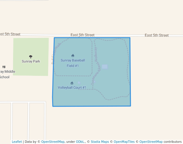 walking in Treasure Island Park map in Sunray