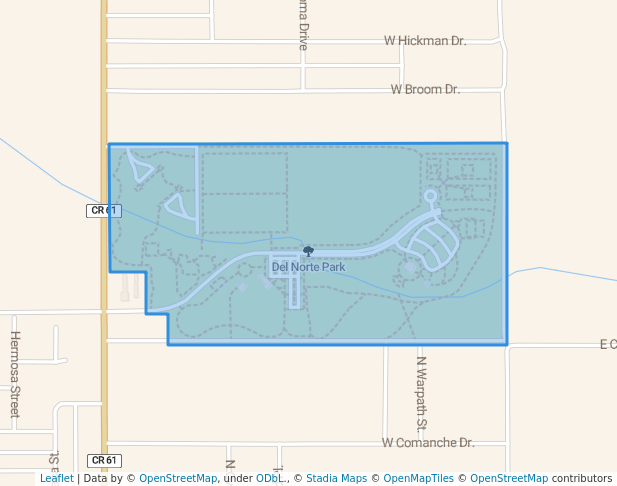 walking in Del Norte Park map in Hobbs