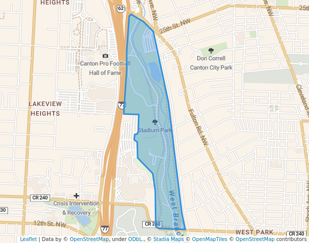 walking in Stadium Park map in Canton