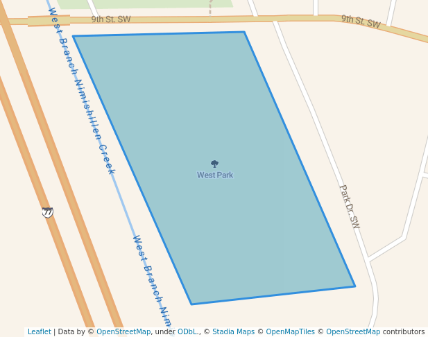 walking in West Park map in Canton