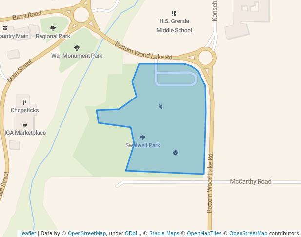 walking in Swalwell Park map in Lake Country