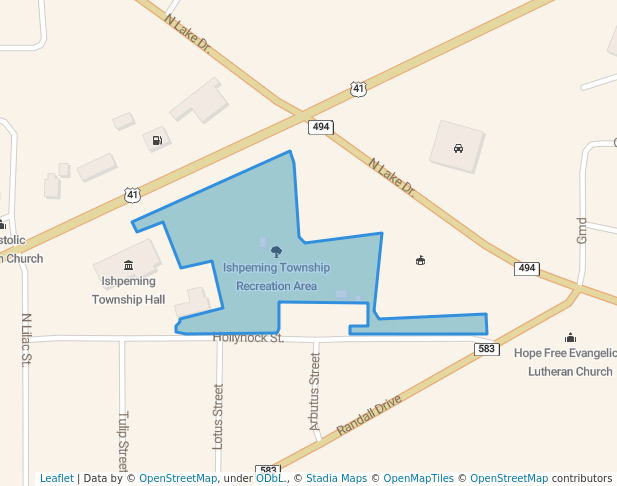 walking in Sunnyside Park map in Ishpeming