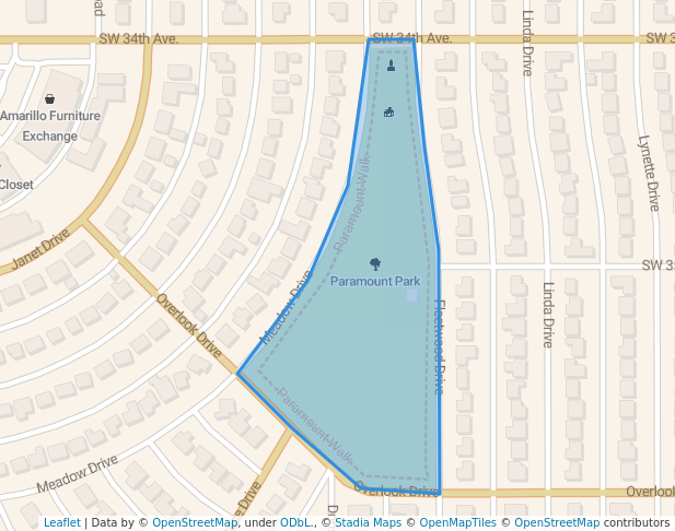 walking in Paramount Park map in Amarillo