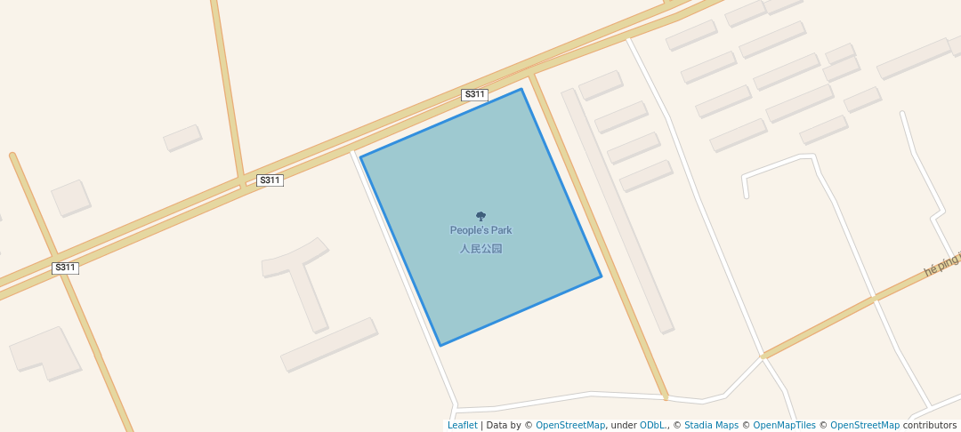 walking in People's Park map in Ding Xi Shi