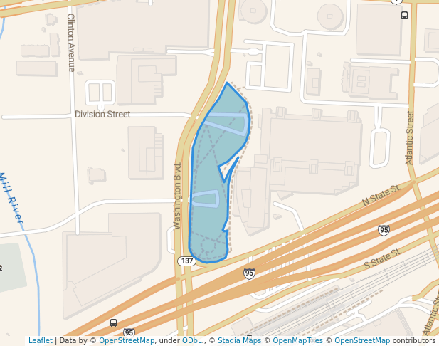 walking in Washington Boulevard Park - Gateway Park map in Stamford