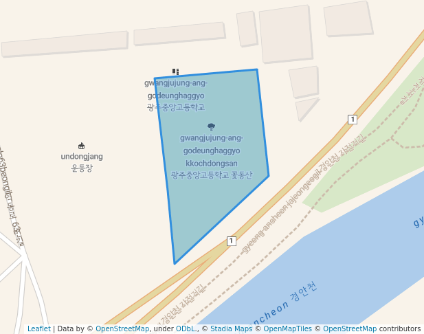 walking in 광주중앙고등학교 꽃동산 map in Gwangju-si