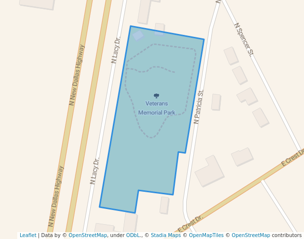 walking in Veterans Memorial Park map in Lacy Lakeview