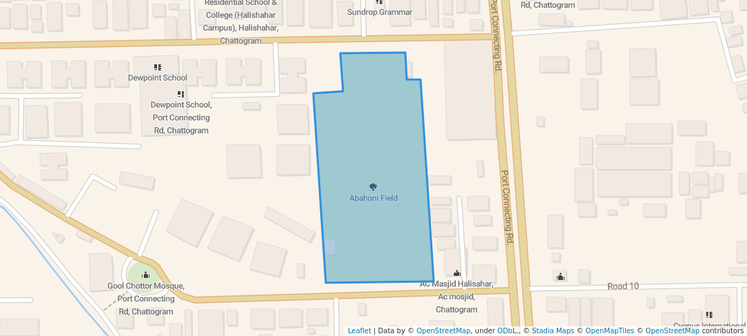 walking in Abahoni Field map in Chattogram