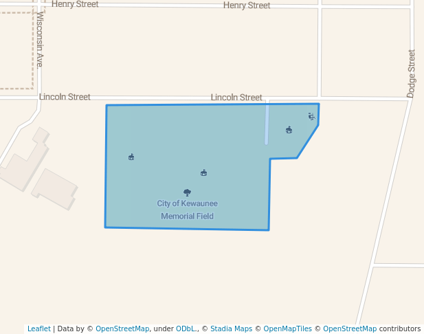 walking in City of Kewaunee Memorial Field map in Kewaunee