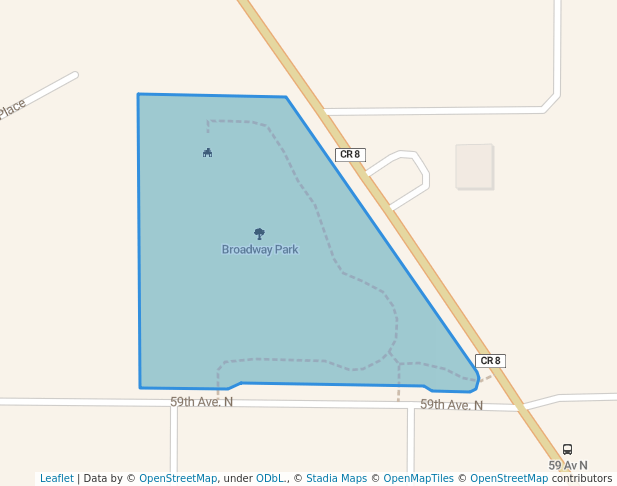 walking in Broadway Park map in Crystal