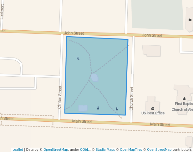 walking in Russell Park map in Akron