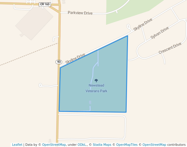 walking in Newstead Veterans Park map in Akron