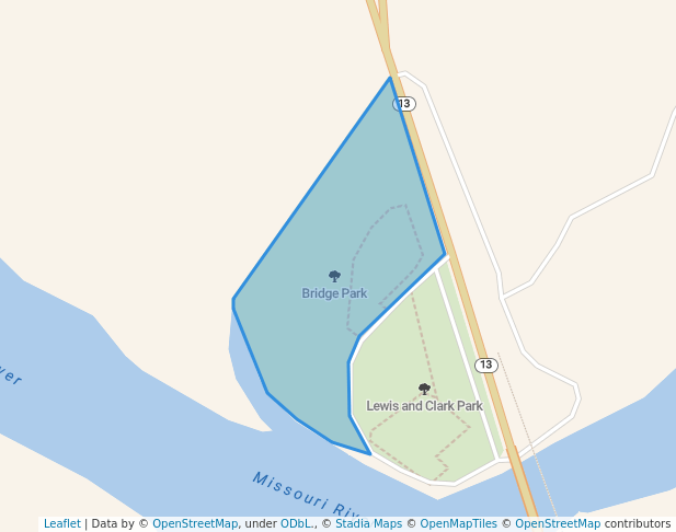 walking in Bridge Park map in Wolf Point