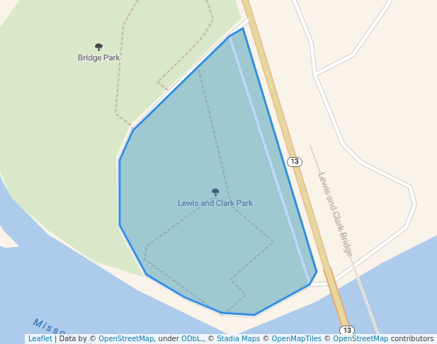 walking in Lewis and Clark Park map in Wolf Point