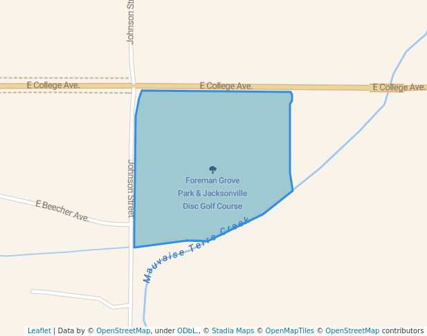 walking in Foreman Grove Park & Jacksonville Disc Golf Course map in Jacksonville