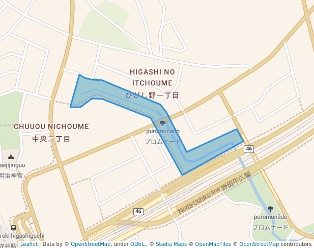 walking in プロムナード map in Moriya