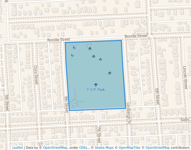 walking in F.O.P. Park map in Wyandotte
