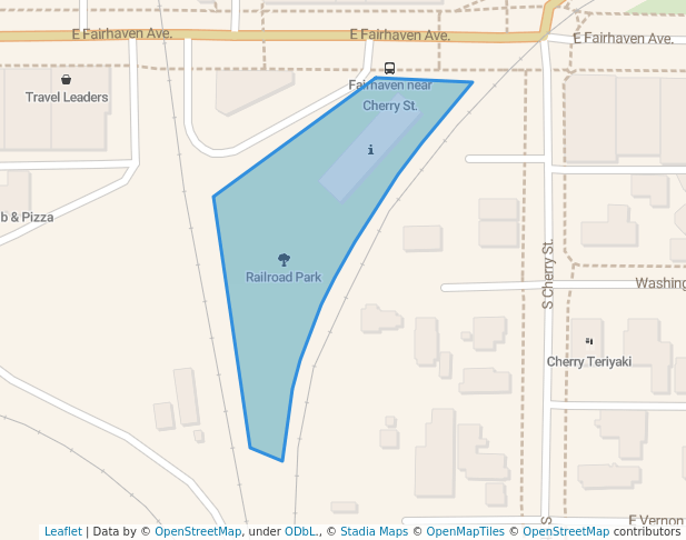 walking in Railroad Park map in Burlington