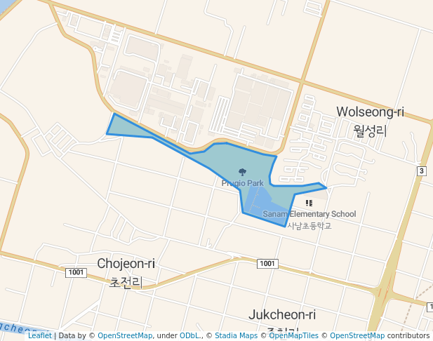 walking in Prugio Park map in Sacheon
