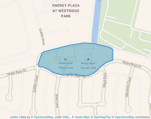 walking in Nolan Ryan Park map in Midland