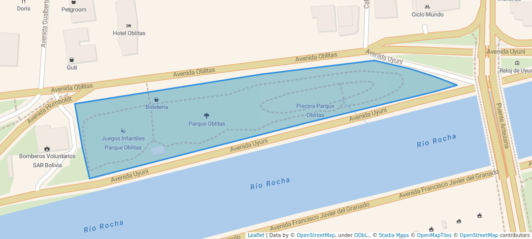 walking in Parque Oblitas map in Cochabamba