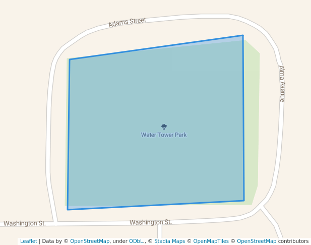 walking in Water Tower Park map in Skidmore