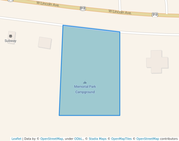 walking in Memorial Park & Camping map in Olivia