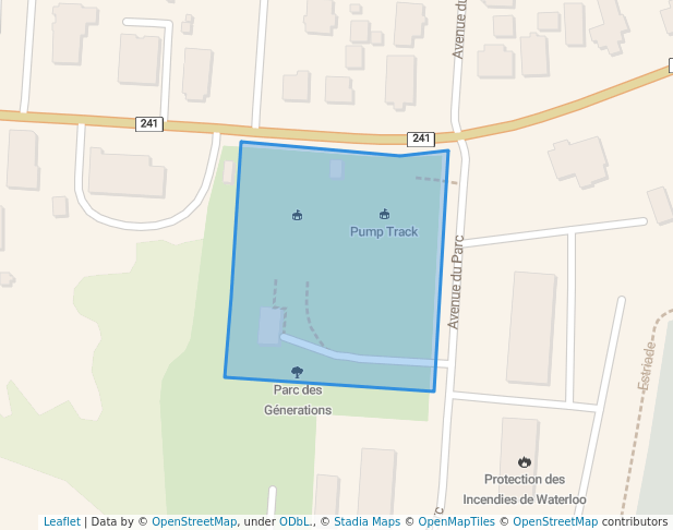 walking in Parc des Génerations map in Waterloo