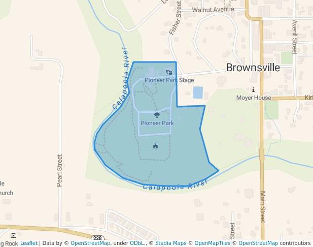 walking in Pioneer Park map in Brownsville
