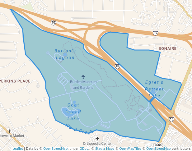 walking in Burden Museum and Gardens map in Baton Rouge